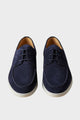 Men's moc toe lace-up shoes with flat contrasting soles