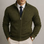 Men's textured zip sweater with mock neck, ribbed trims and front pockets