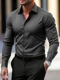 Men's slim fit long sleeve shirt with pointed collar and button front