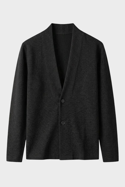 Men's textured cardigan with shawl collar and button front