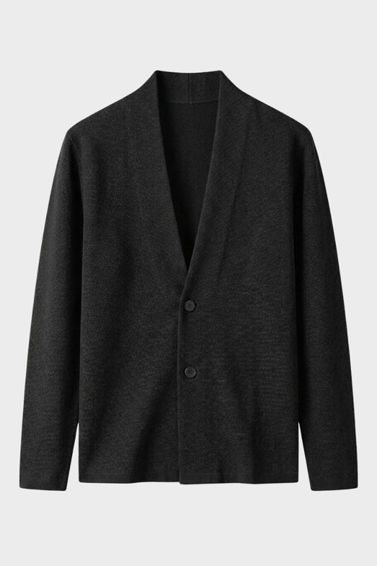 Men's textured cardigan with shawl collar and button front