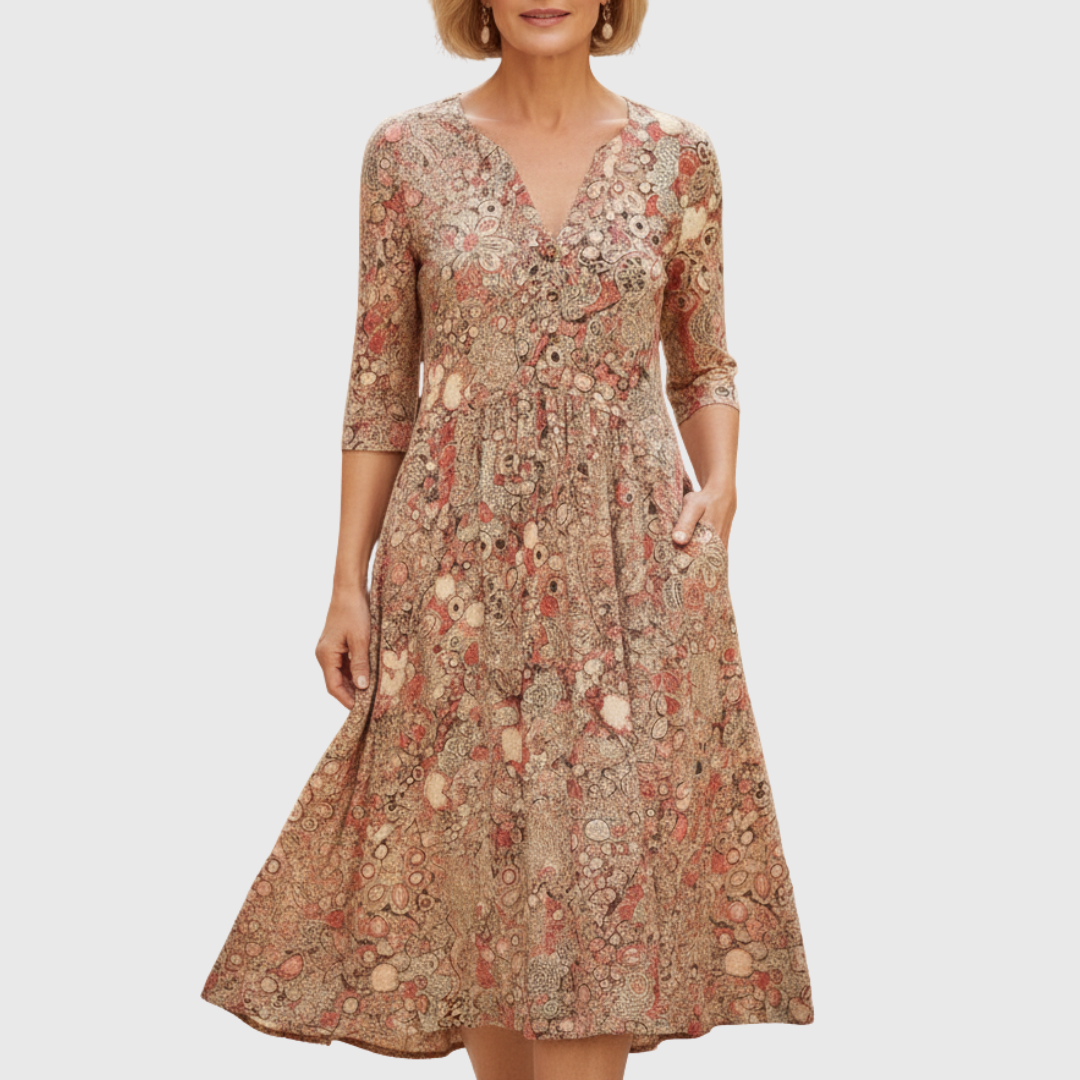 Antonia - Elegant V-Neck Midi Dress