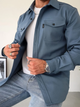 Men's long sleeve shirt jacket with collar and two chest pockets