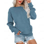 Women's long-sleeve crewneck sweatshirt with front pouch pocket