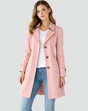 Women's slim fit trench coat with lapel collar, buttons, waist pockets and cuff straps