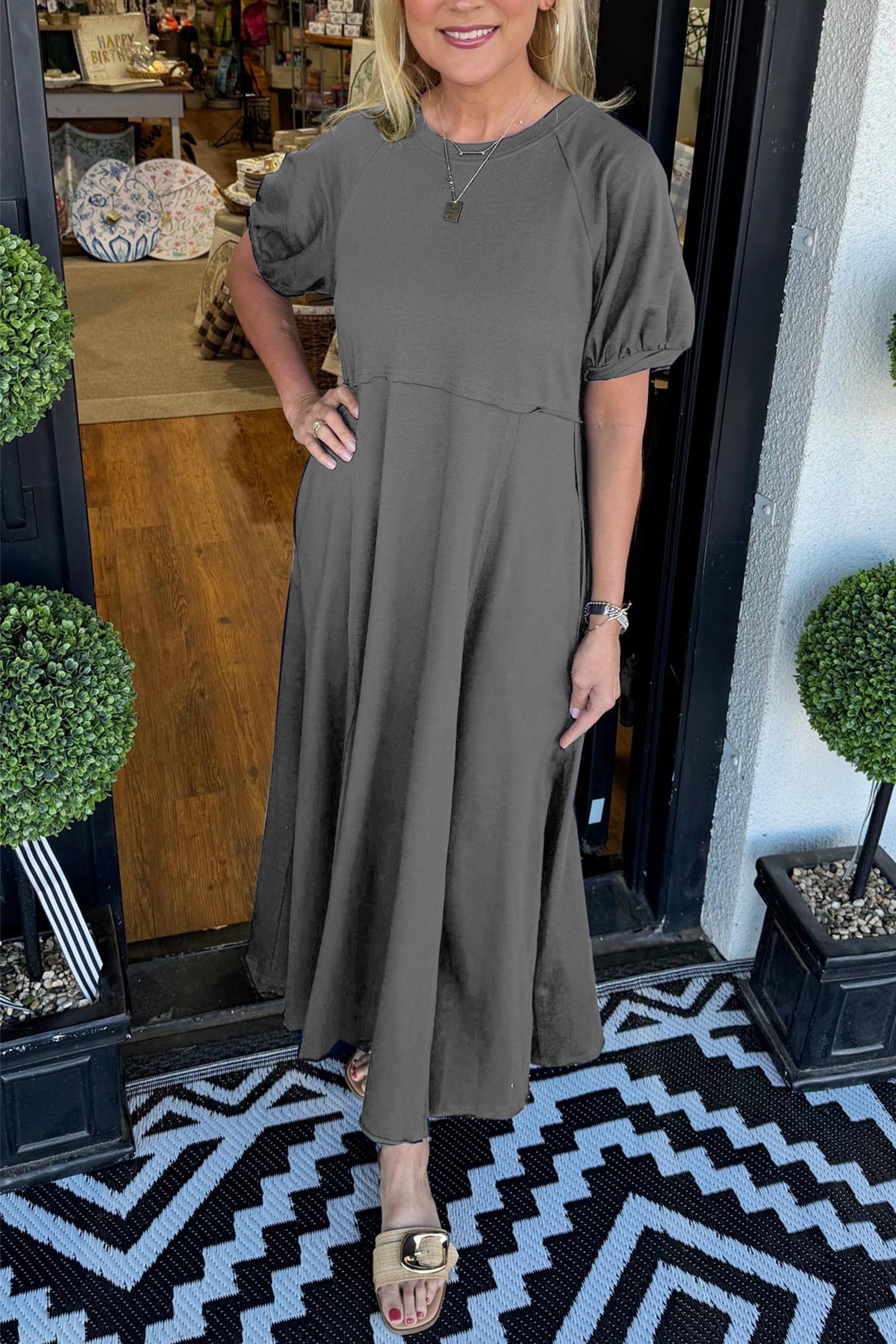 Alessia - Puff Sleeve Maxi Dress