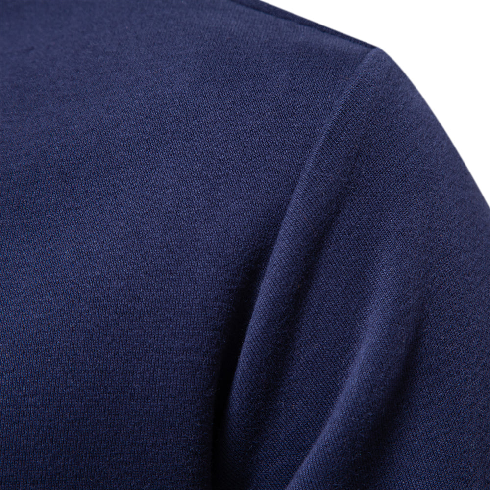 Men's long-sleeve polo sweater with contrast collar and ribbed trims