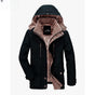 Men's hooded parka jacket with multiple pockets and zip front