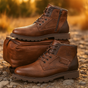 Men's urban lace-up ankle boots with side zipper and lug sole