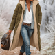 Women's long quilted hooded puffer coat with contrasting lining