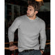 Men's long-sleeve crew neck knit sweater with ribbed trims