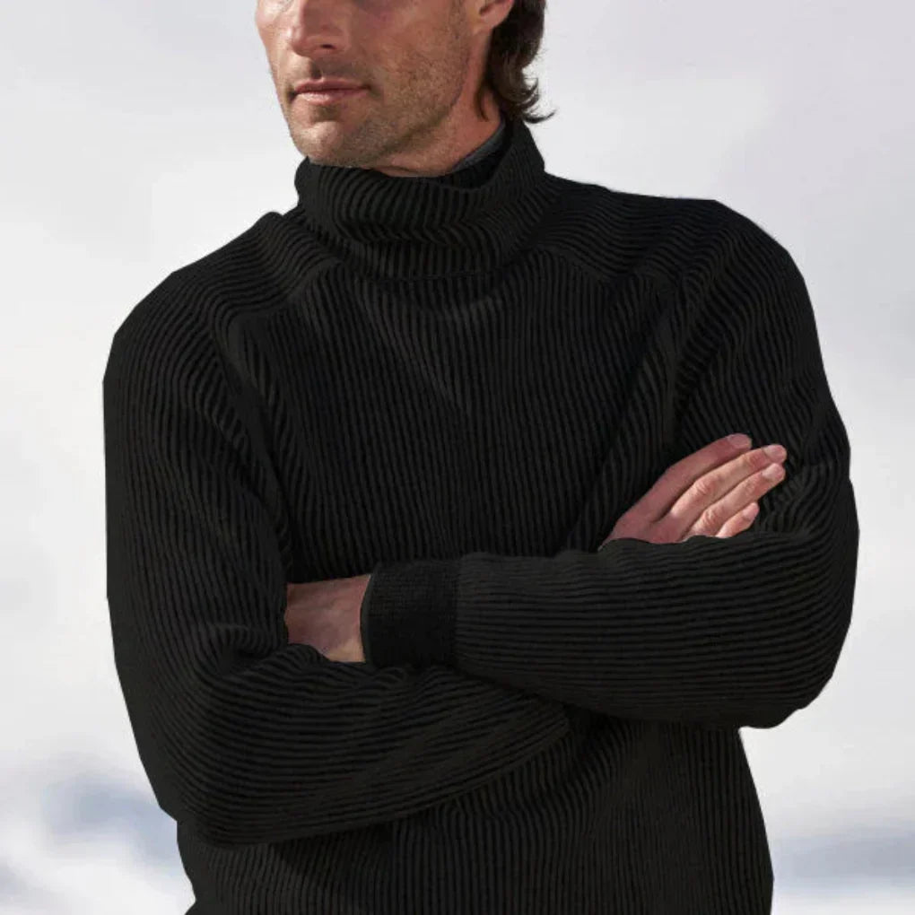Men's ribbed turtleneck sweater with long sleeves