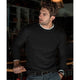 Men's long-sleeve crew neck knit sweater with ribbed trims
