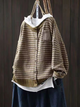 Women's textured hooded knit cardigan with button front and patch pocket