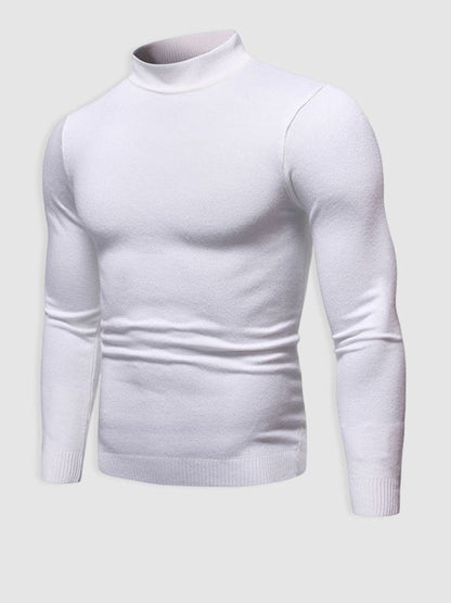Men's slim fit long-sleeve turtleneck sweater with ribbed trims