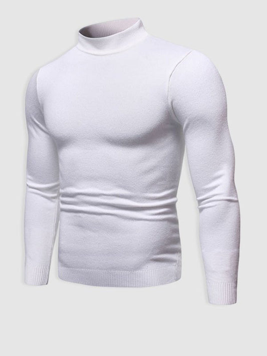 Men's slim fit long-sleeve turtleneck sweater with ribbed trims