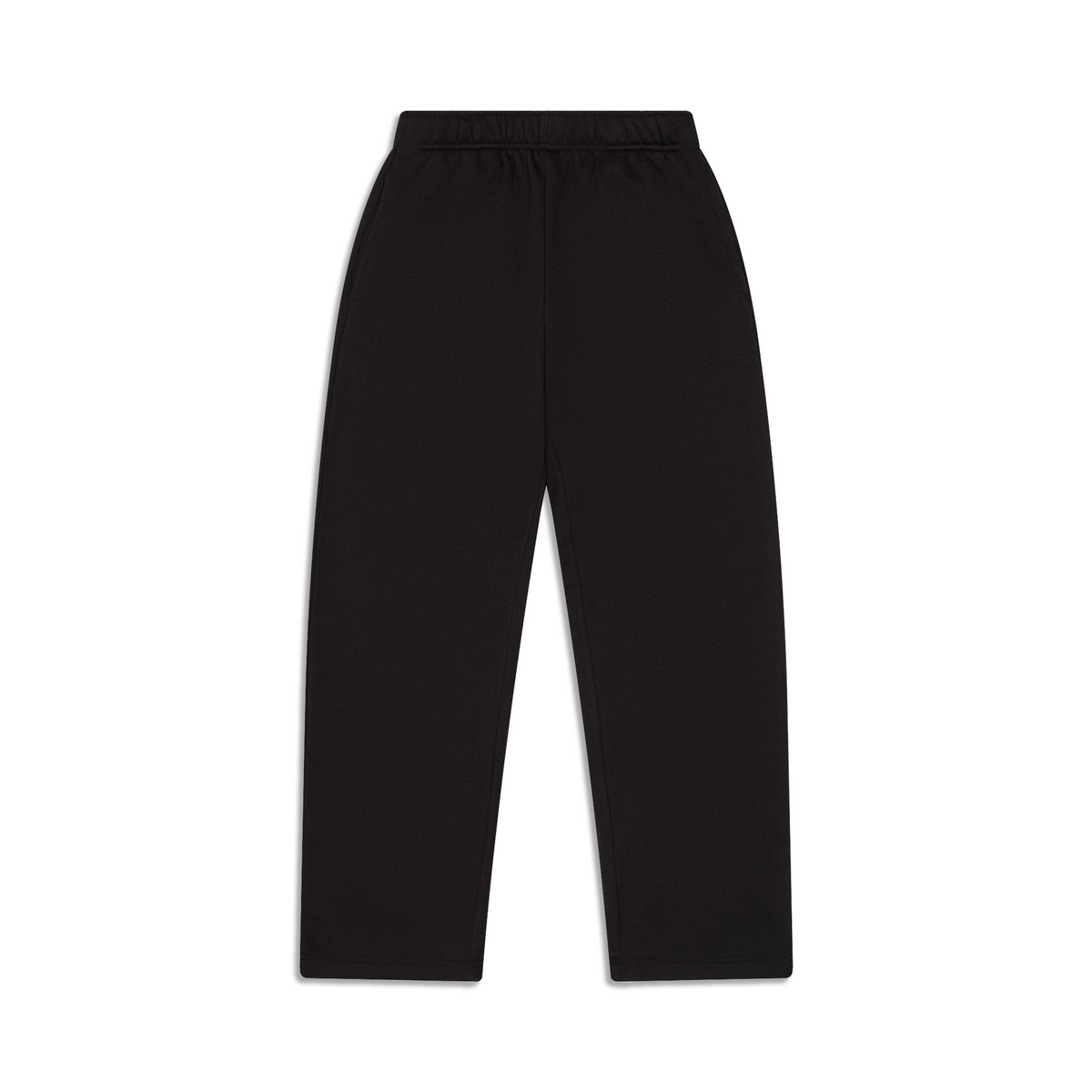 Men's black wide-leg sweatpants with elastic waistband and side pockets
