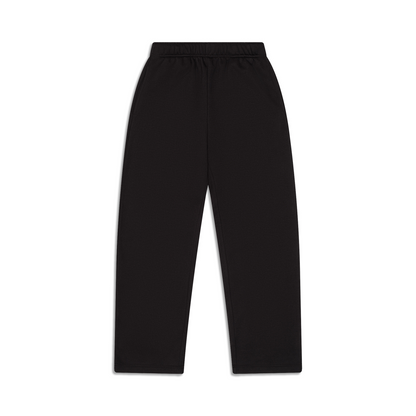 Men's black wide-leg sweatpants with elastic waistband and side pockets