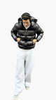 Men's hooded quilted puffer jacket with full zip front