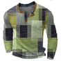 Men's geometric waffle henley sweater with long sleeves