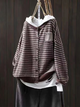Women's textured hooded knit cardigan with button front and patch pocket