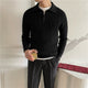 Men's ribbed quarter-zip sweater with collar in white and black