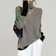 Women's geometric zigzag turtleneck sweater with contrast panels