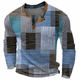 Men's geometric waffle henley sweater with long sleeves
