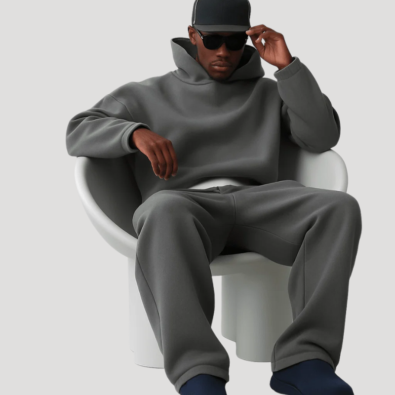 Men's oversized hooded sweatshirt and jogger trouser set