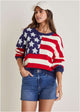 Women's red white and navy stars and stripes crewneck sweater