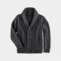 Men's ribbed cardigan with shawl collar, buttons and front pockets