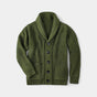 Men's ribbed cardigan with shawl collar, buttons and front pockets