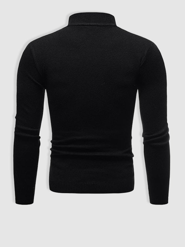 Men's slim fit long-sleeve turtleneck sweater with ribbed trims