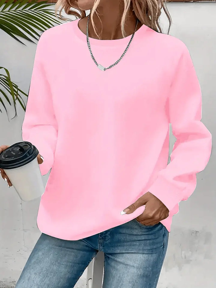 Women's long-sleeve crew neck sweatshirt with ribbed trims