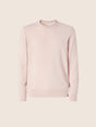 Men's pink crew neck sweater with long sleeves and ribbed trims