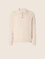 Men's beige textured long-sleeve polo sweater with button placket
