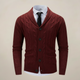 Men's cable knit shawl collar cardigan with button front