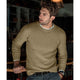 Men's long-sleeve crew neck knit sweater with ribbed trims