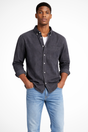 Men's long-sleeve button-down denim shirt with chest pocket