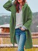 Women's hooded long coat with button front and side pockets