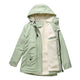 Women's hooded winter coat with contrasting lining and zip front