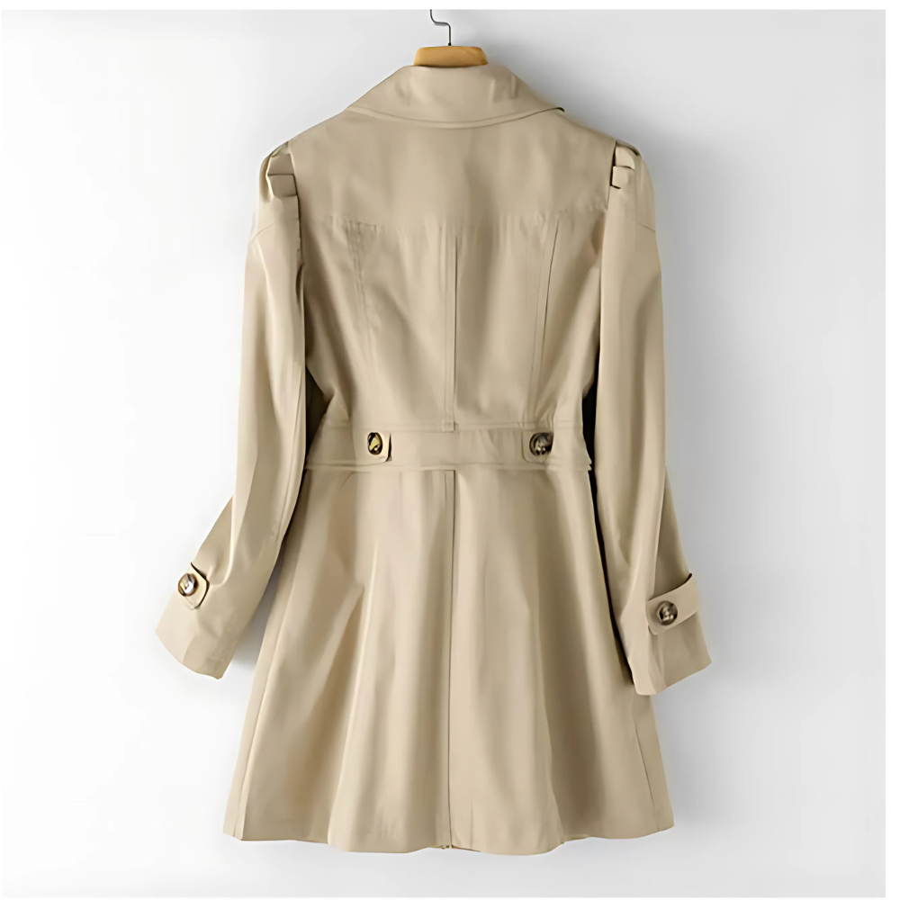 Women's classic trench coat with notched collar and buttons