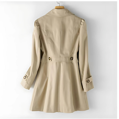 Women's classic trench coat with notched collar and buttons