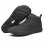 Fleece-lined barefoot ankle boots with lace-up fronts and rugged flat soles