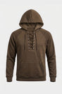 Men's hooded sweatshirt with lace-up front, long sleeves and kangaroo pocket