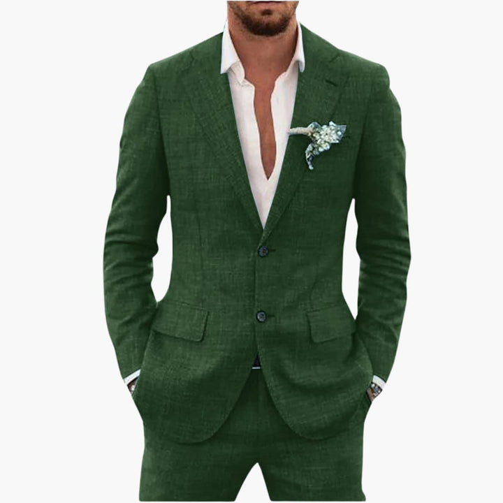 Men's Linen Suit Set – Two-Piece Button Blazer & Trousers Summer Holiday Suit 20