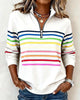 Women's multicolour striped half-zip sweatshirt with mock neckline
