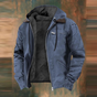 Men's hooded zip jacket with long sleeves and multiple pockets