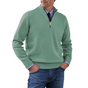 Men's half-zip mock neck sweater with long sleeves and ribbed trims