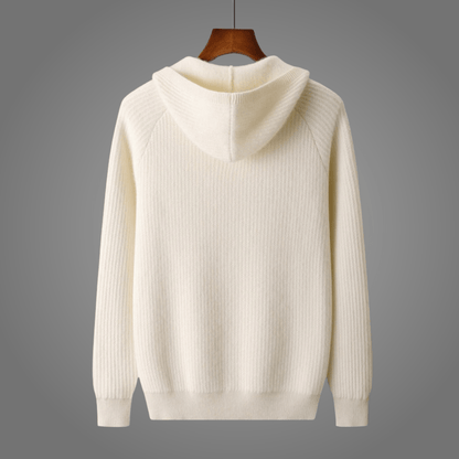 Unisex hooded zip cardigan with front pockets and long sleeves